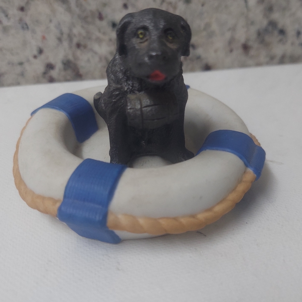 Princeton Gallery "TO THE RESCUE" Black St. Bernard Dog Figurine